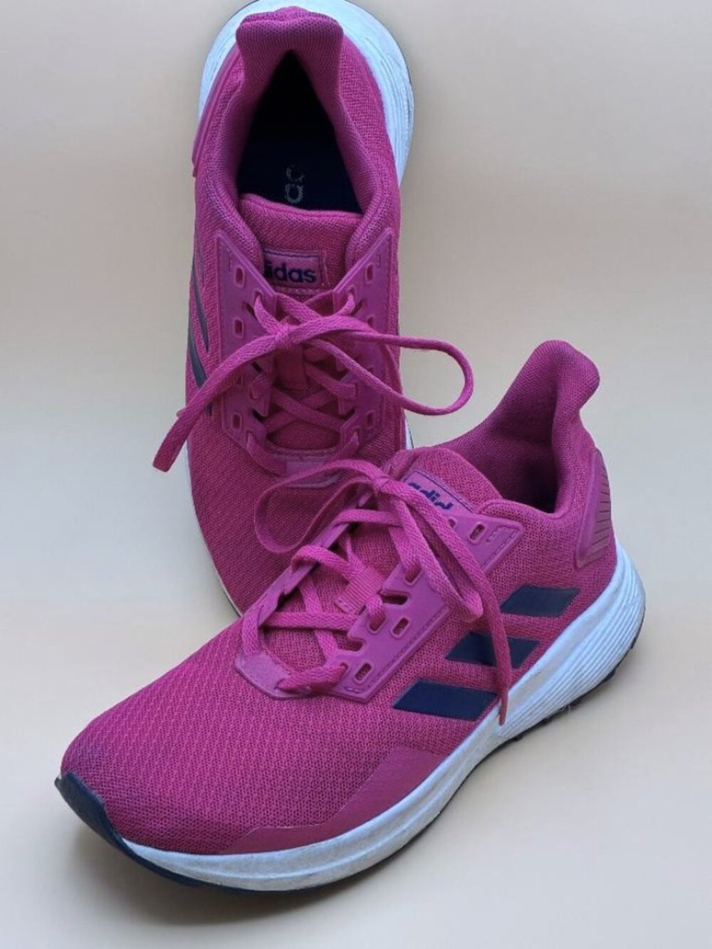 Adidas Duramo W sz 7. 5, M sz 6 Running Shoes Pink Magenta Navy Trainer Sneakers